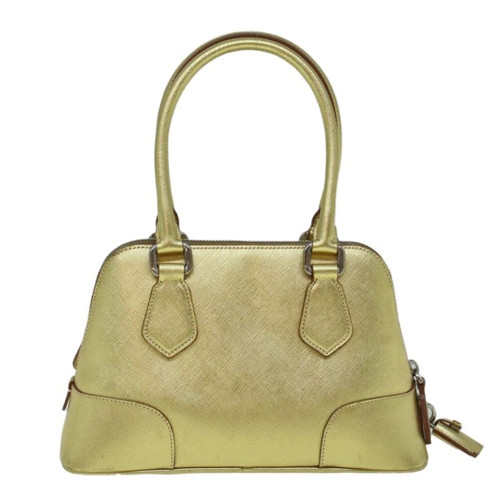 Prada Promenade Bag Saffiano Leather Gold Leather Handbag (Pre-Owned) - Picture 2 of 16